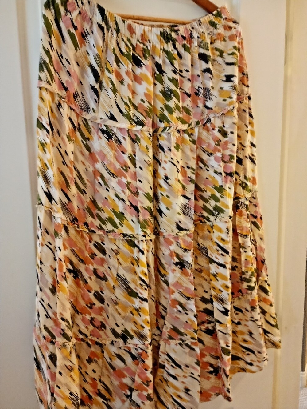 Japna | Flowy Floral Ruffle Tiered Printed Maxi Skirt | XL
